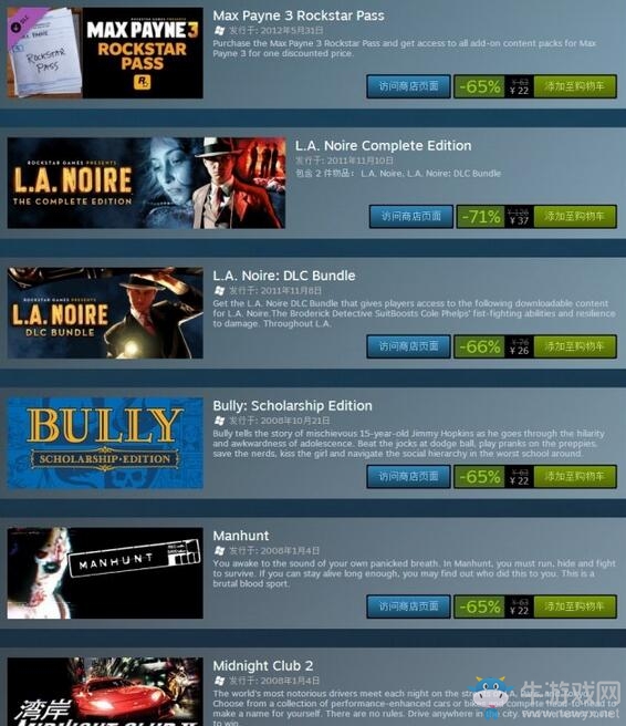 Steam迎R星游戲大優(yōu)惠 《GTA5》《黑色洛城》抄底折扣